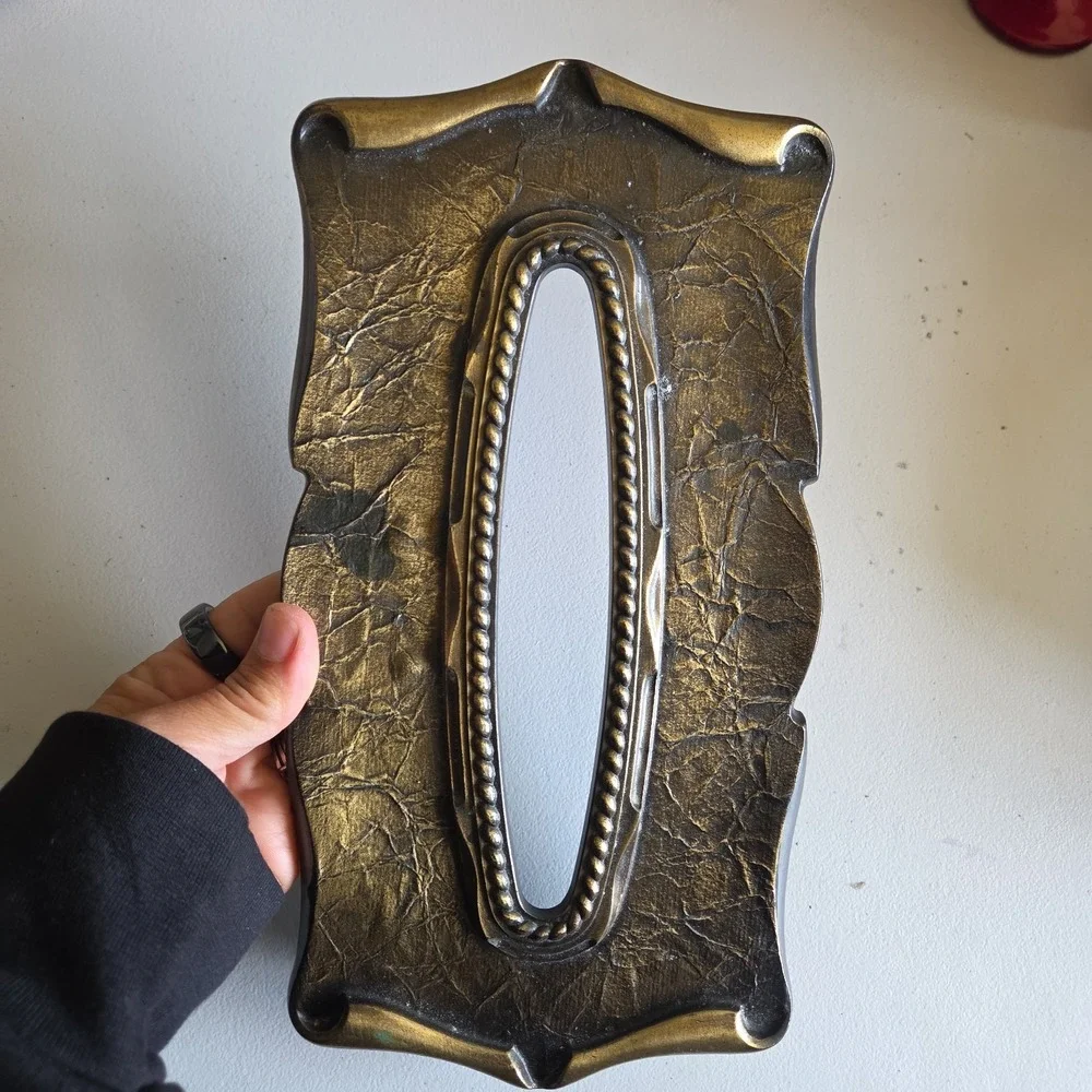 Vintage 1970s Amerock Carriage House Brass Rectangle Tissue Box Ornate
